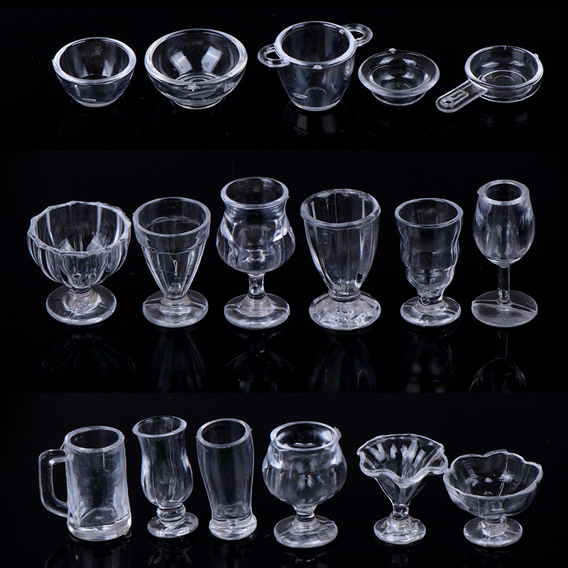 Diy Electronics Housing - 17Pcs 1:12 Dollhouse Miniature Transparent Tableware