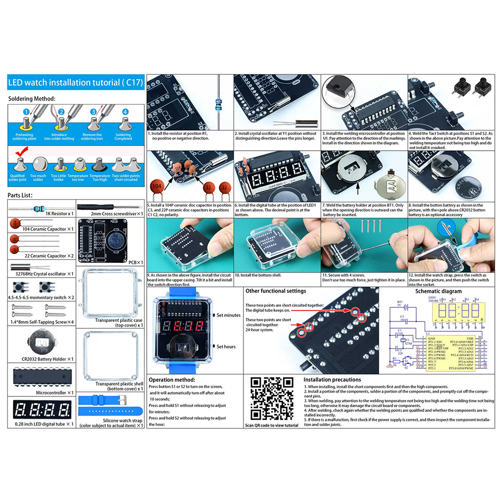 DIY Electronic Watch Kit 0.28' - Diy Electronics Youtube 리뷰 및 가격